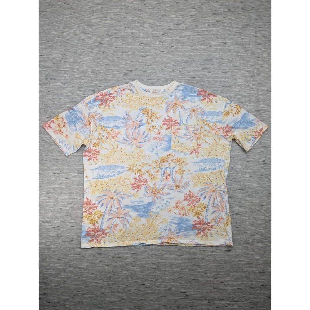 Billabong Wrangler Shirt Mens Small Hawaiian Floral‎ Palm Pocket Western Shores
